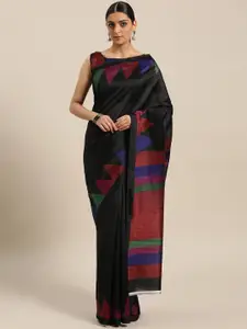Saree mall Black & Pink Art Silk Sarees