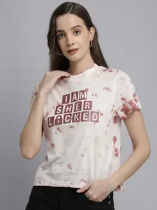 Free Authority Women Off White Sherlock Printed Cotton Pure Cotton T-shirt