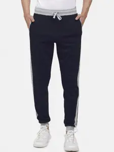 MADSTO Men Navy Blue Solid Cotton Joggers