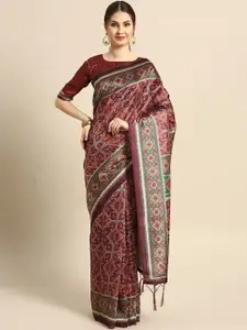 Saree mall Maroon & Green Silk Blend Sarees