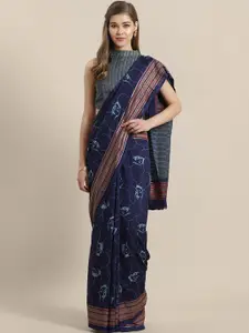 Saree mall Blue & Red Georgette Printed Saree