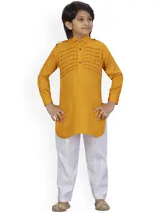 LITTLE MAFIA BY Aarika Boys Yellow Pure Cotton Kurta with Pyjamas