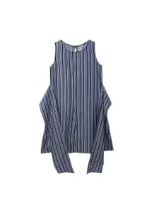 Cub McPaws Girls Blue Striped Denim A-Line Dress