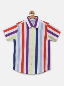 Pepe Jeans Boys Multicoloured Striped Pure Cotton Casual Shirt