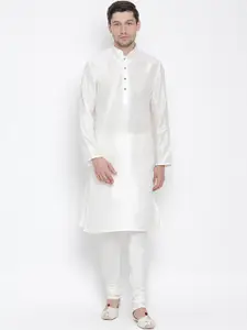 VASTRAMAY Men Cream Kurta with Churidar
