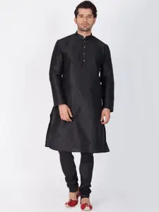 VASTRAMAY Men Black Empire Kurta with Churidar