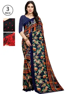KALINI Pack of 3 Poly Georgette Printed Sarees
