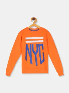 Flying Machine Boys Orange Printed Sweatshirt