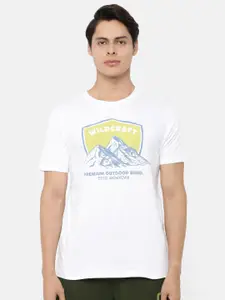 Wildcraft Men White Typography Printed Applique T-shirt