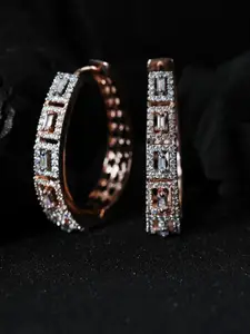 Priyaasi Rose Gold Contemporary Hoop Earrings