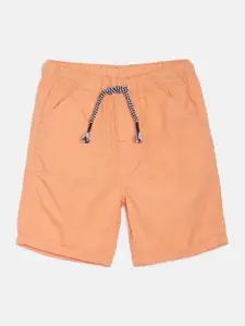 MINI KLUB Boys Peach Mid-Rise Regular Shorts