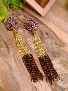 Crunchy Fashion Gold-Toned Contemporary Drop Earrings