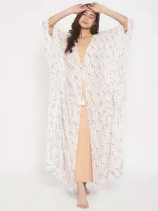 The Kaftan Company Off White Printed Maxi Gown