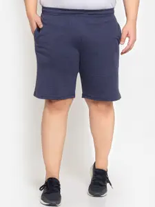 plusS Men Navy Blue Mid-Rise Regular Shorts