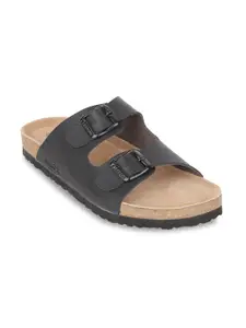 Carlton London Men Black & Brown Comfort Sandals