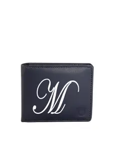 Blacksmith Men Navy Blue & White Typography Printed PU Two Fold Wallet with SD Card Holder