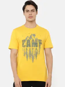 Wildcraft Men Yellow & Grey Typography Printed T-shirt