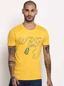 Wrangler Men Yellow Printed Cotton T-shirt