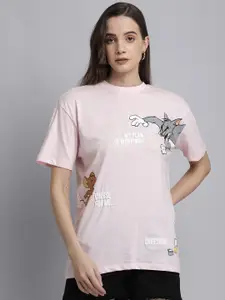 Free Authority Tom & Jerry Women Pink Printed T-shirt