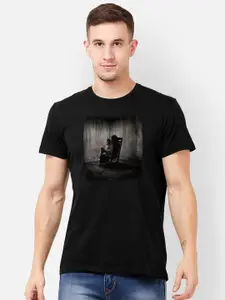 Free Authority Men Black Conjuring Printed Cotton Pure Cotton T-shirt