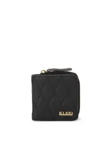 KLEIO Quilted Bifold Zip Around Wallet