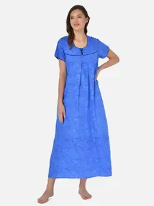 Klamotten Blue Printed Maxi Nightdress