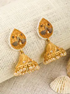 Priyaasi Women Gold Handcrafted Peacock Jhumkas Earrings