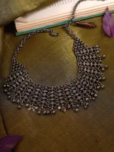 TEEJH Silver-Plated Oxidised Necklace