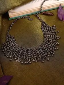 TEEJH Silver-Plated Oxidised Necklace