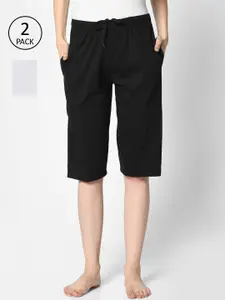 VIMAL JONNEY Women Black & White 2 Lounge Shorts