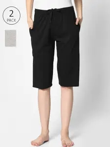VIMAL JONNEY Women Black & Grey 2 Lounge Shorts