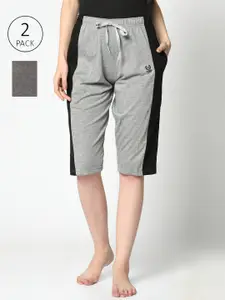 MACK JONNEY Women Pack Of 2 Grey  Lounge Shorts