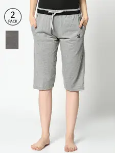 VIMAL JONNEY Women Grey Set of 2 Lounge Shorts