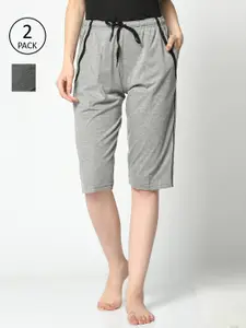 VIMAL JONNEY Women Grey & Charcoal Grey 2 Lounge Shorts