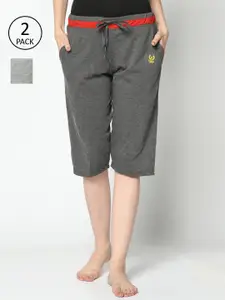 VIMAL JONNEY Women Grey & Charcoal 2 Lounge Shorts