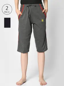 VIMAL JONNEY Women Pack of 2 Grey & Black Lounge Shorts