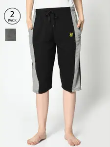 MACK JONNEY Women Pack of 2 Printed Cotton Lounge Shorts