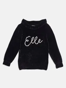 ELLE Girls Black Pullover with Embellished Detail