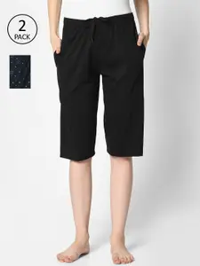 MACK JONNEY Women Pack of 2 Printed Cotton Lounge Shorts