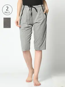 VIMAL JONNEY Women Grey Pack of 2 Lounge Shorts