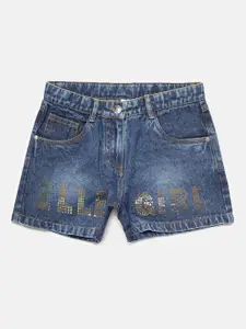 ELLE Girls Blue Mid-Rise Denim Shorts