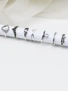 JOKER & WITCH Set Of 7 Oxidised Silver-Plated Finger Rings