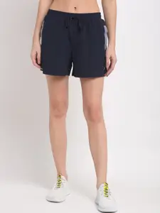 PERFKT-U Women Navy Blue Mid-Rise Sports Shorts