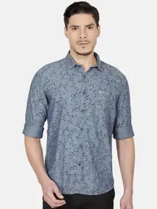 Oxemberg Men Blue Slim Fit Floral Printed Casual Shirt