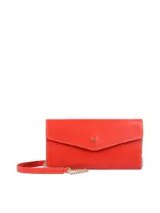 Hidesign Women Red Textured Leather Envelope with Sling Strap