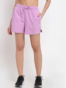 PERFKT-U Women Purple Mid-Rise Sports Shorts
