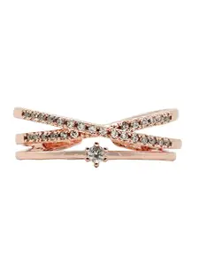 JOKER & WITCH Rose Gold-Toned Rhinestones-Studded Finger Ring