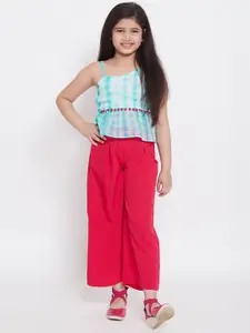 Stylo Bug Girls Blue & Red Printed Top with Palazzos