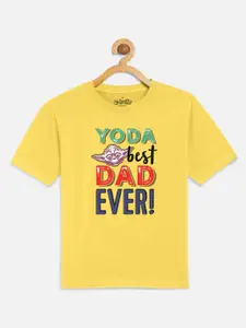 Kids Ville Boys Yellow Star Wars Printed Cotton Pure Cotton T-shirt
