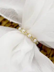 JOKER & WITCH Gold-Toned & White Pearl-Studded Adjustable Finger Ring